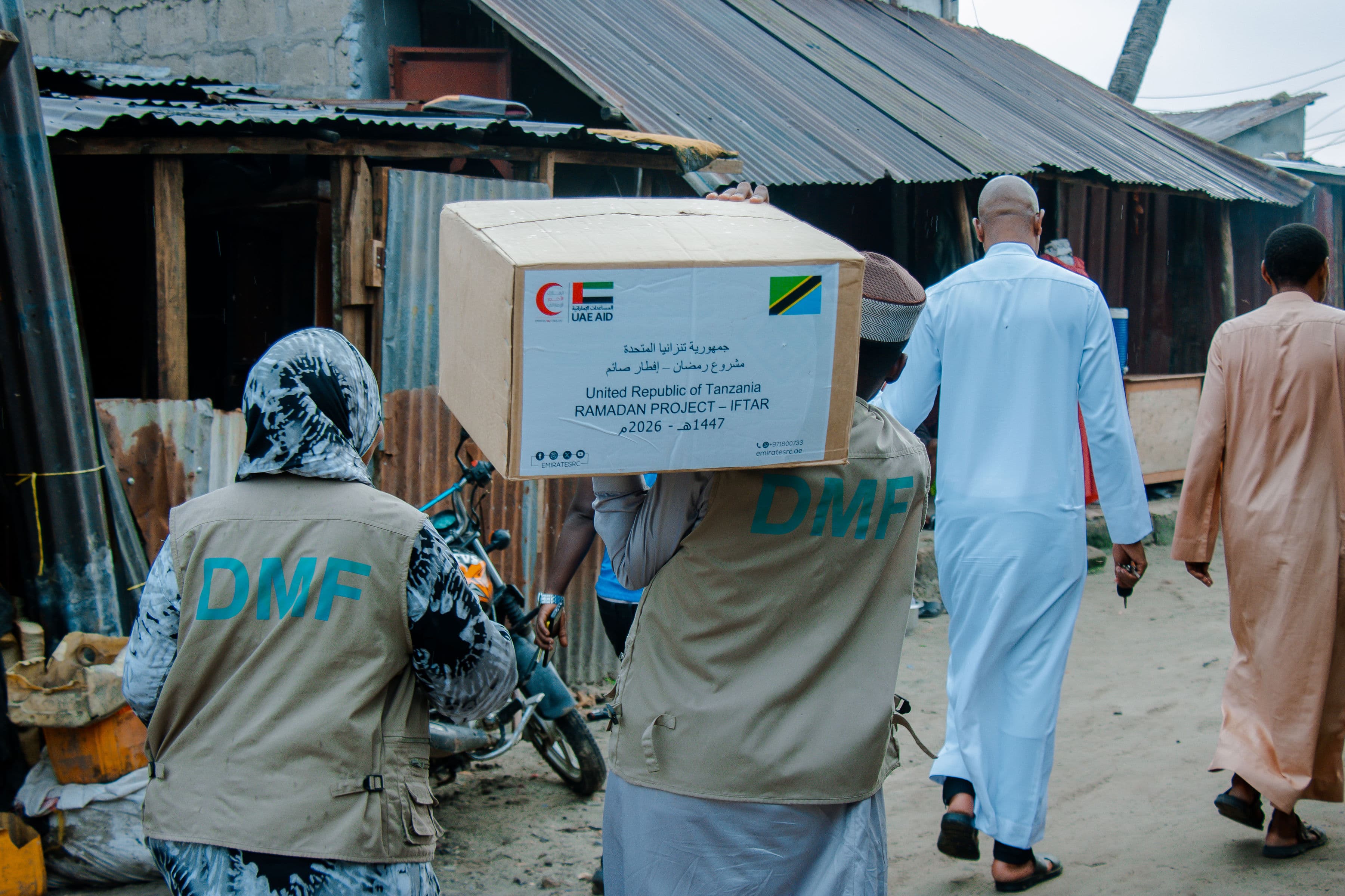 Ramadan baskets of essential food staples prepared for distribution to households