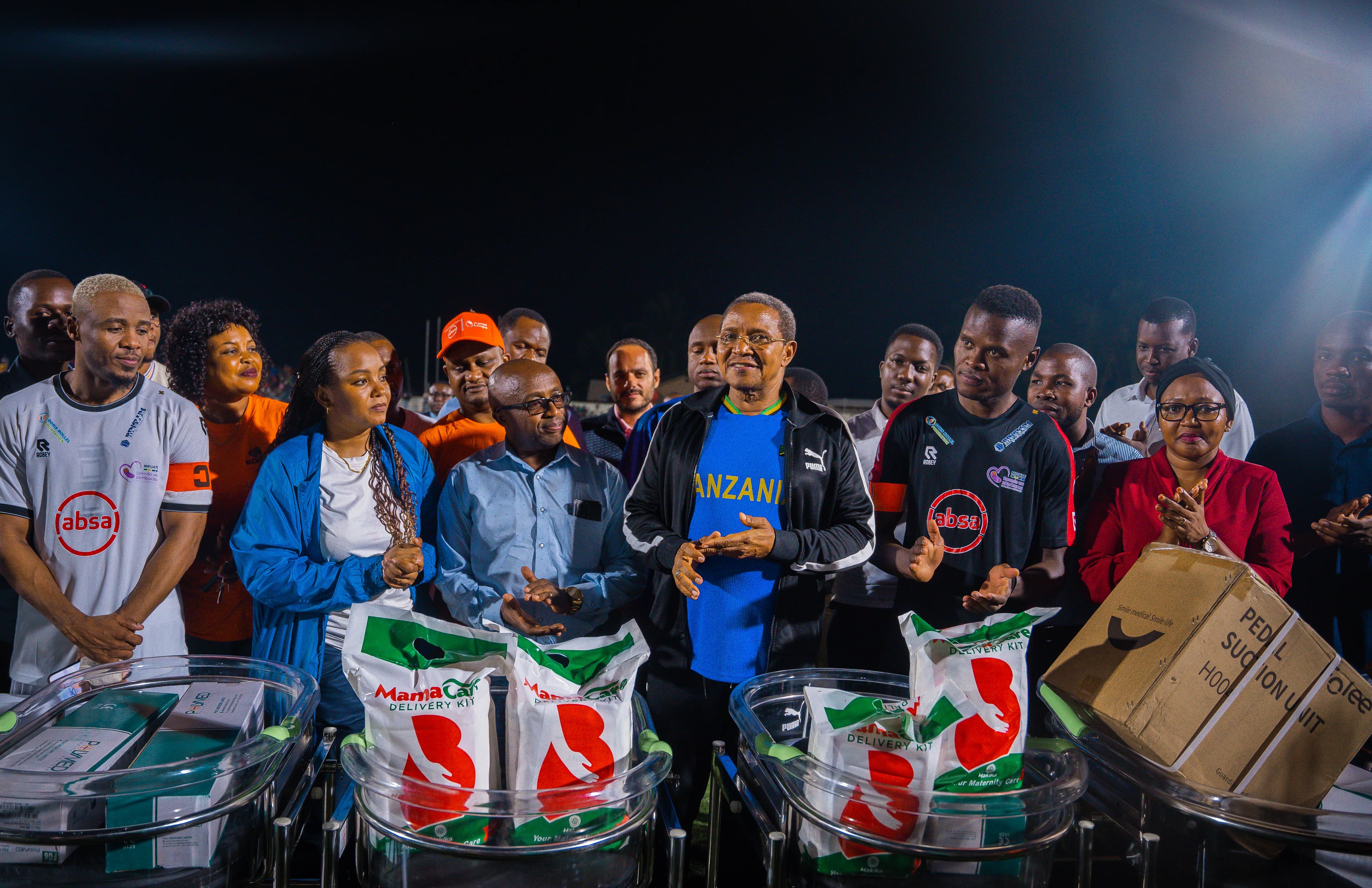 Football for Newborns campaign featuring prominent Tanzania footballers and partners
