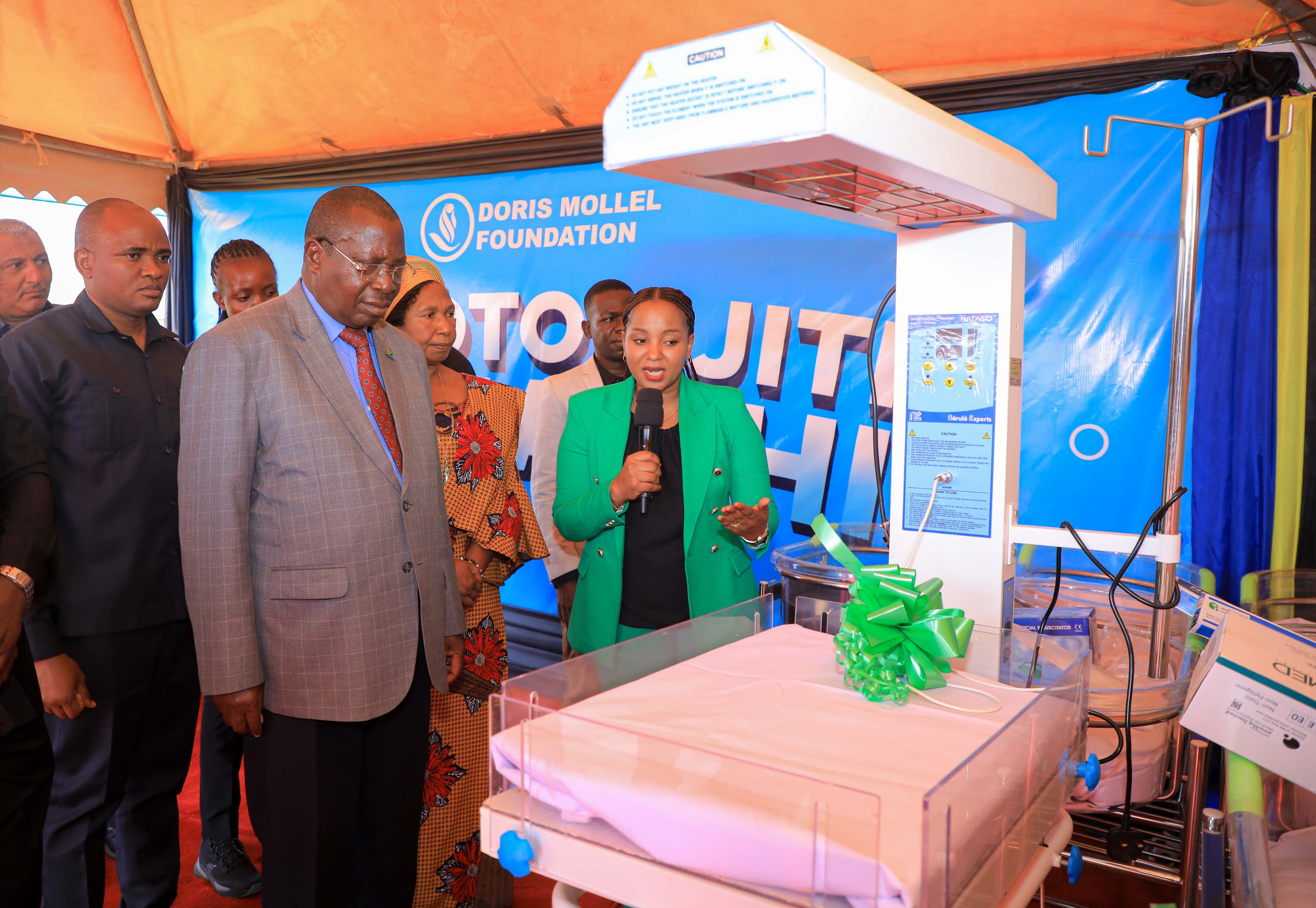 Doris Mollel Foundation donating neonatal medical equipment to a hospital